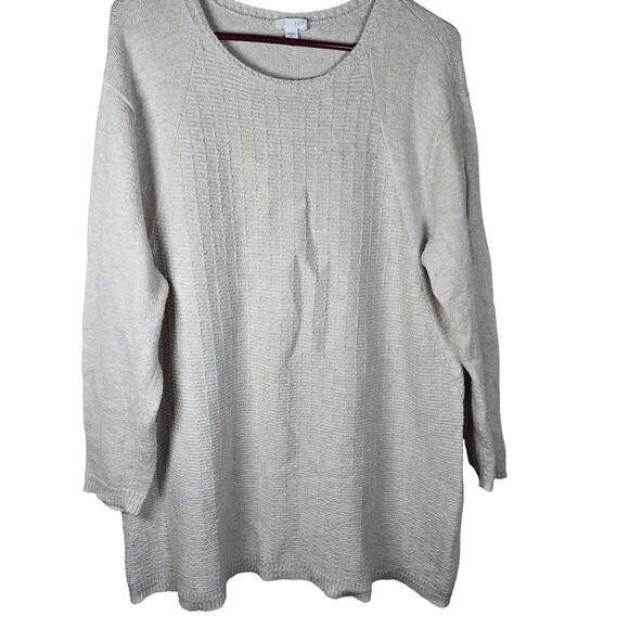 J. Jill Sweaters - J Jill Sweater Womens Medium Beige Textured Knit Tunic Minimalist Cozy Neutral